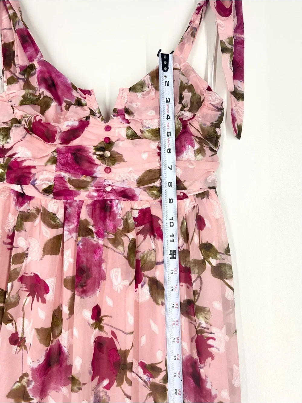 Lulu’s Pink Floral Tie-Shoulder Midi Dress - Picture 13 of 14